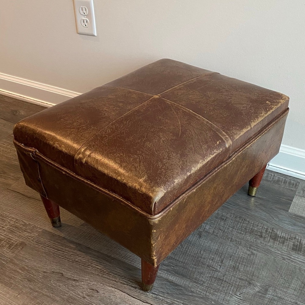 Vintage Leather Foot Rest Ottoman